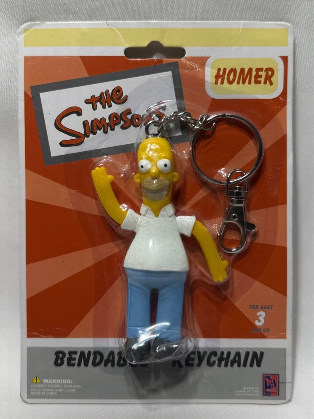 Homer Simpsons Bendable Keychain - Yellow